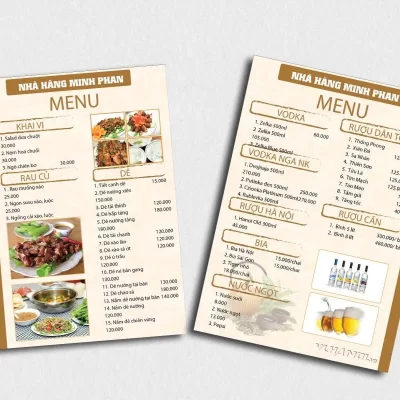In menu quán ăn
