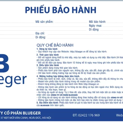Phiếu bảo hành Blueger