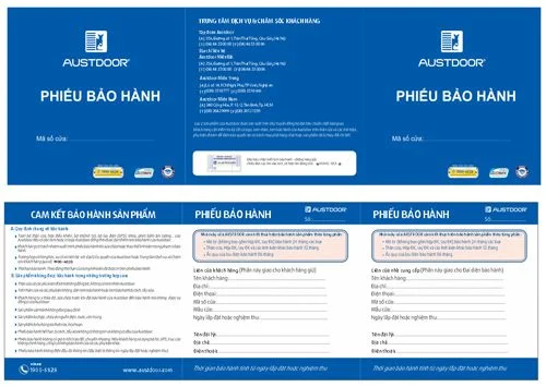 Phiếu bảo hành Austdoor